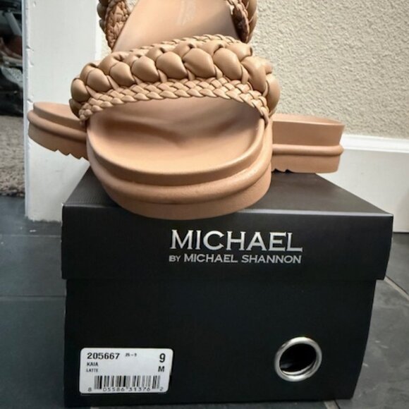 Michael Shannon Tan Braided leather sandles. SZ 9 - Picture 2 of 5